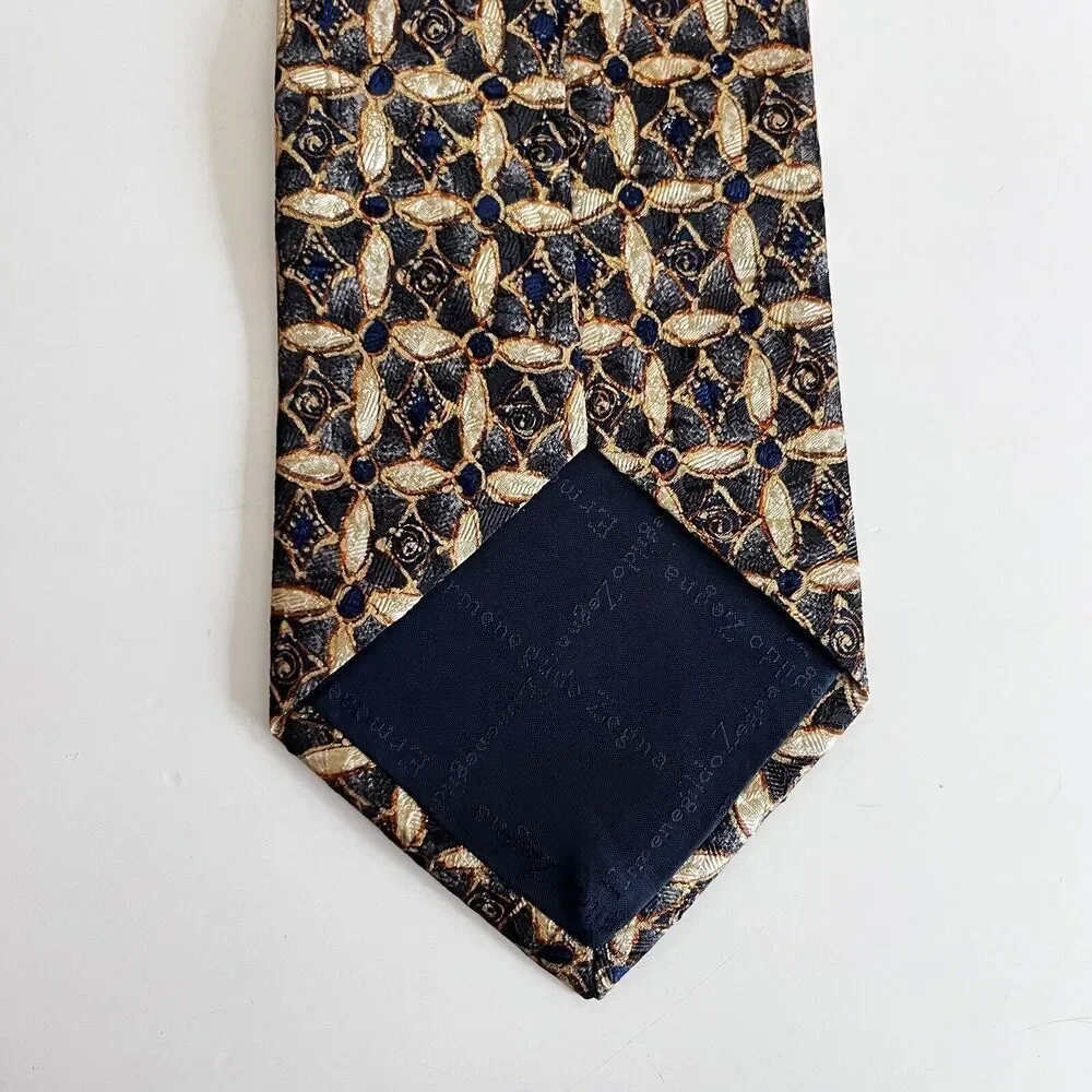 Ermenegildo Zegna 100% Silk Tie Made in Italy Men's